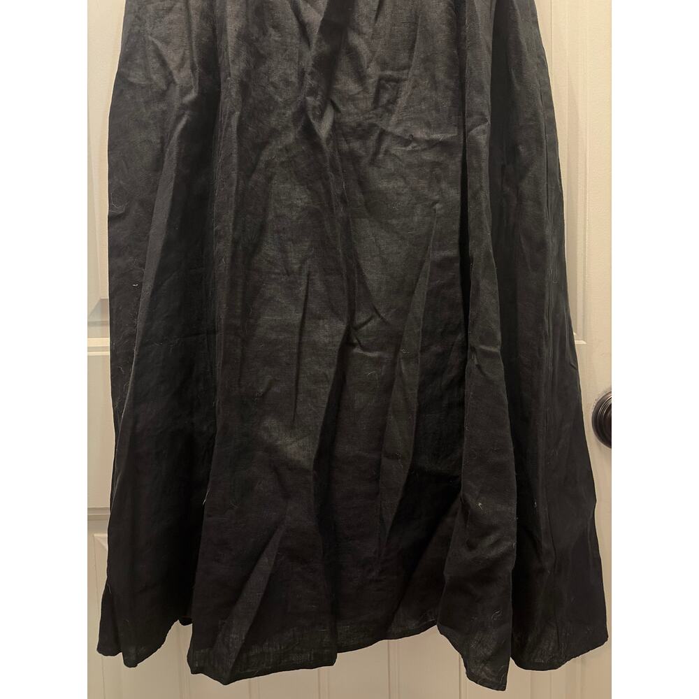 NWT Quince Women Casual 100% European Linen Fit & Flare Midi Dress Size L Black - Picture 9 of 10